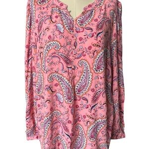Talbots Vibrant Pink Paisley Blouse